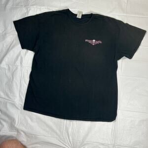 Diesel Life Men's XL Black Graphic T-Shirt Pink Skull Pistons Biker Streetwear